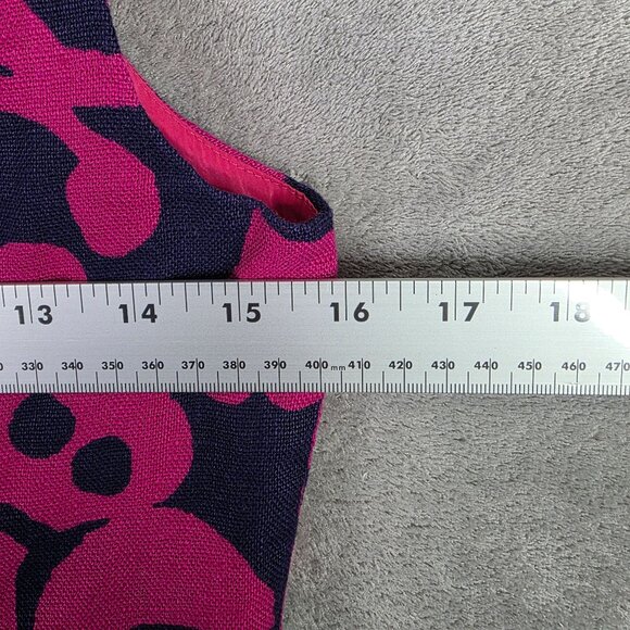 Womens Talbots Pink & Navy Floral Sheath 100% Linen Dress Cap Sleeve Size 4 - Picture 7 of 9